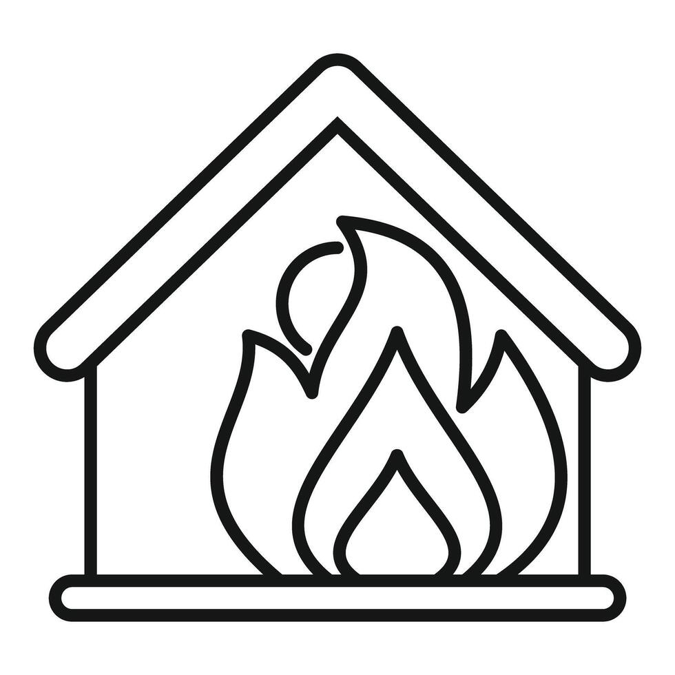 House burning down with big flames coming out the windows vector