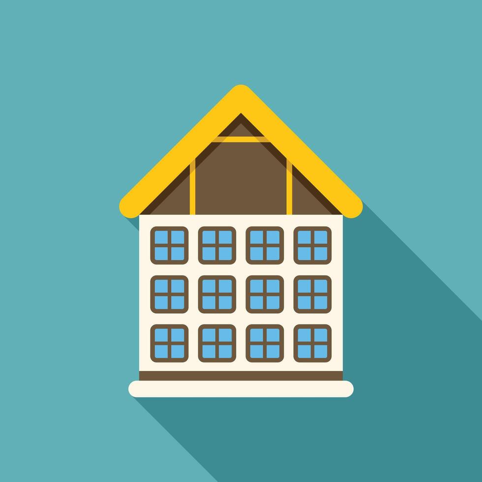 Building under construction with exposed roof frame vector