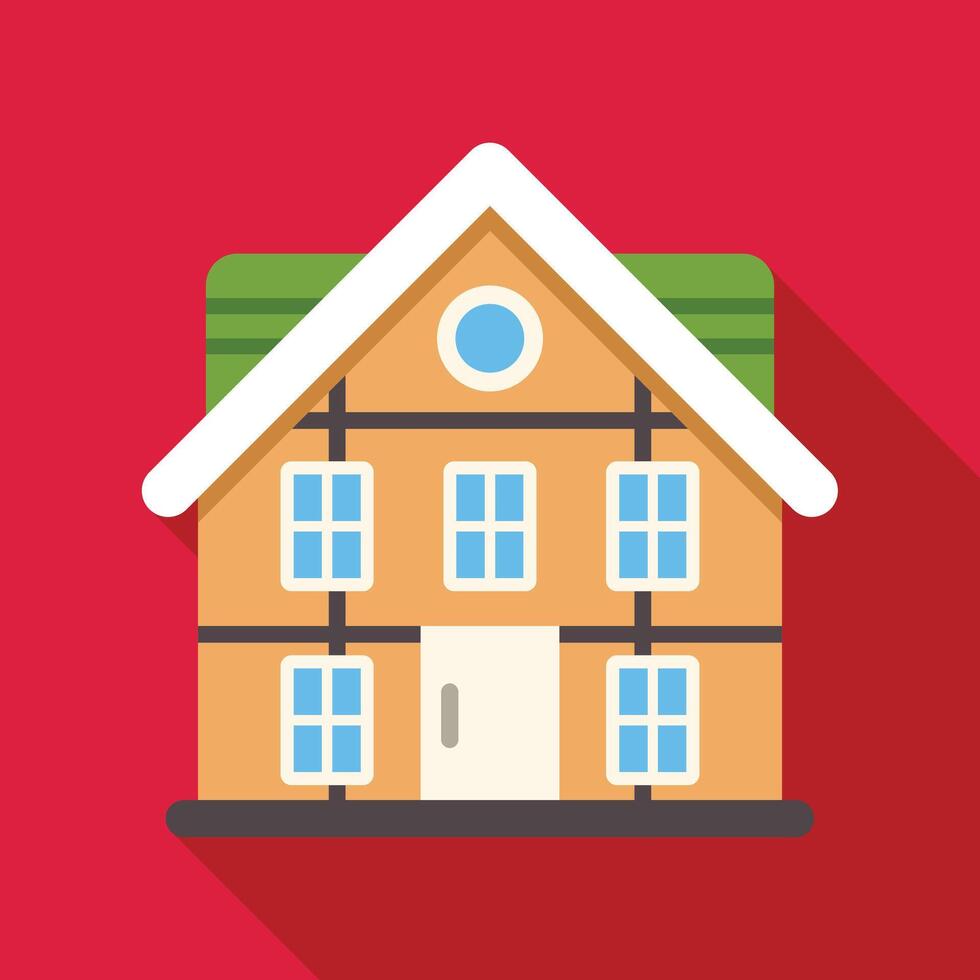 Two storey home with green roof showing timber frame construction vector