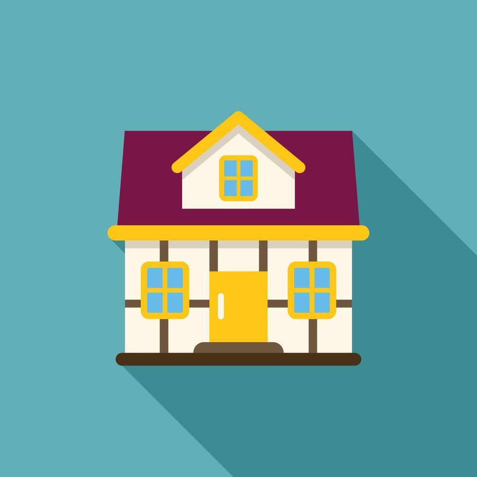 Small family house casting long shadow on turquoise background vector