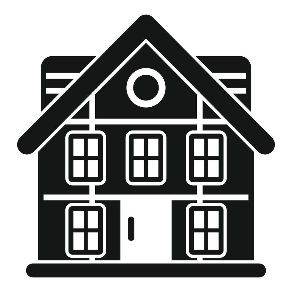 Two storey house with attic icon, simple style vector