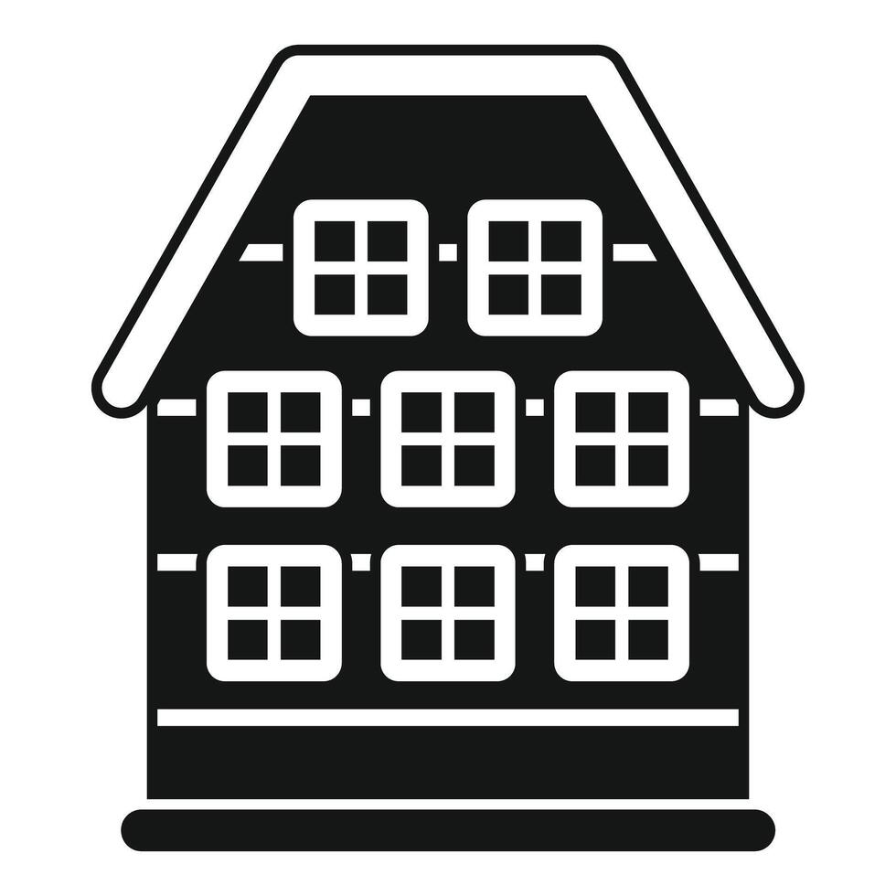 Gingerbread house covered in icing with windows icon silhouette vector