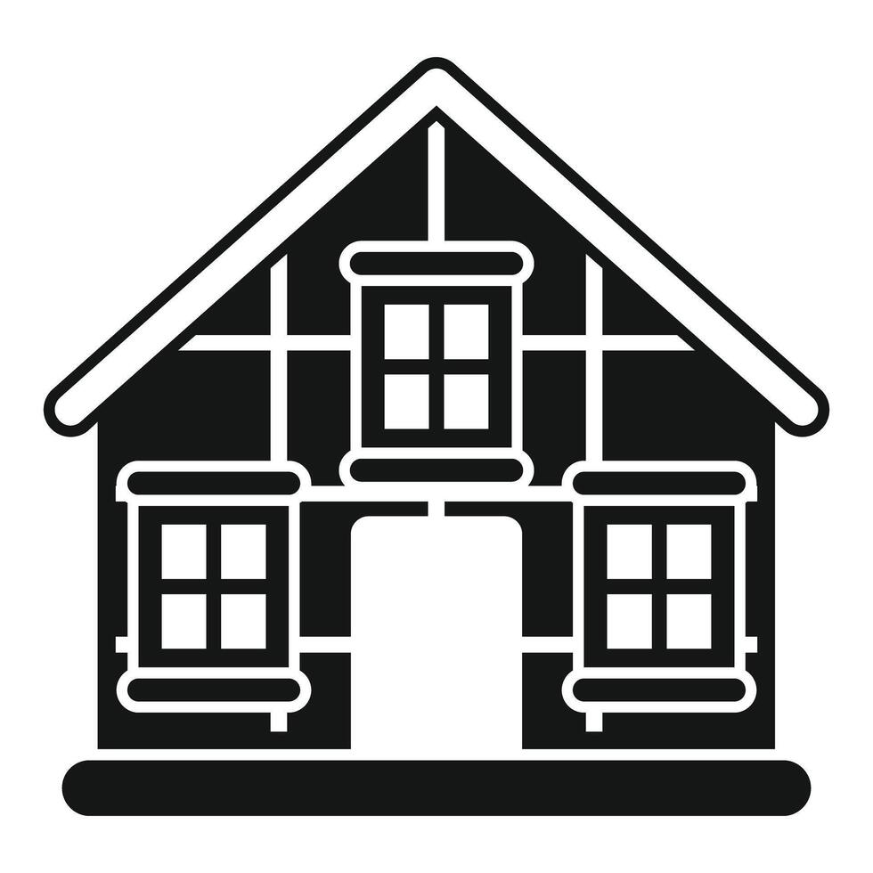 Traditional half timbered house with three windows is standing on the ground vector