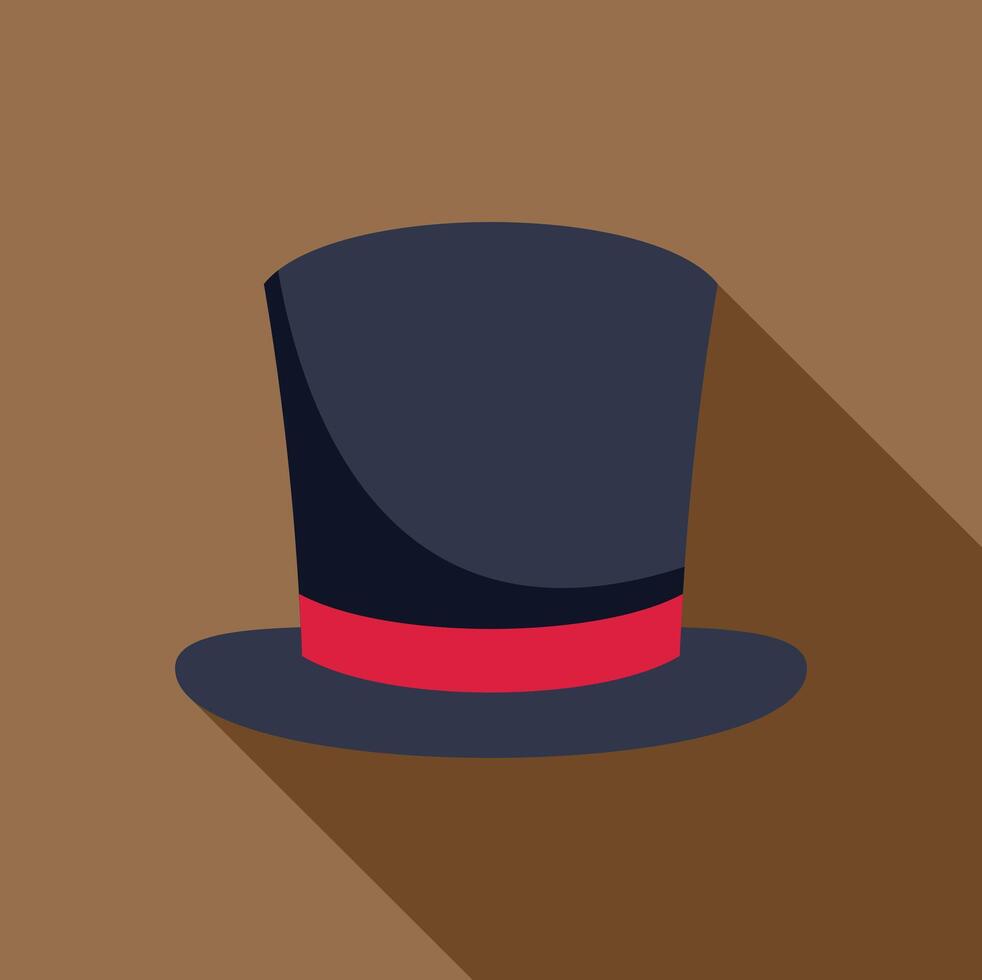 Black top hat with red ribbon casting long shadow vector