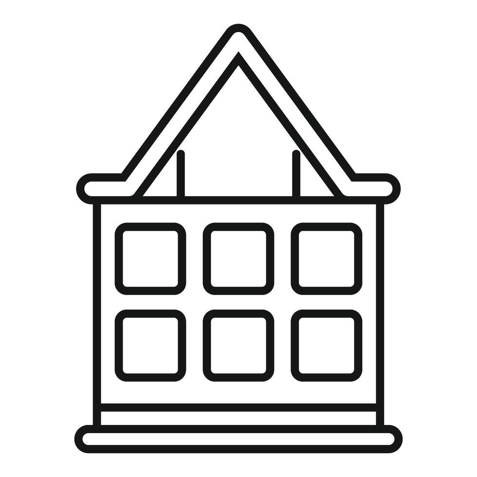 Building facade with roof having nine windows icon vector
