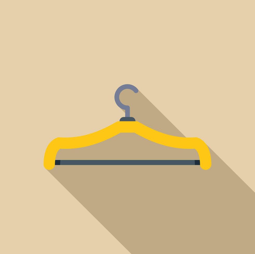 Yellow clothes hanger icon in flat style on a beige background vector