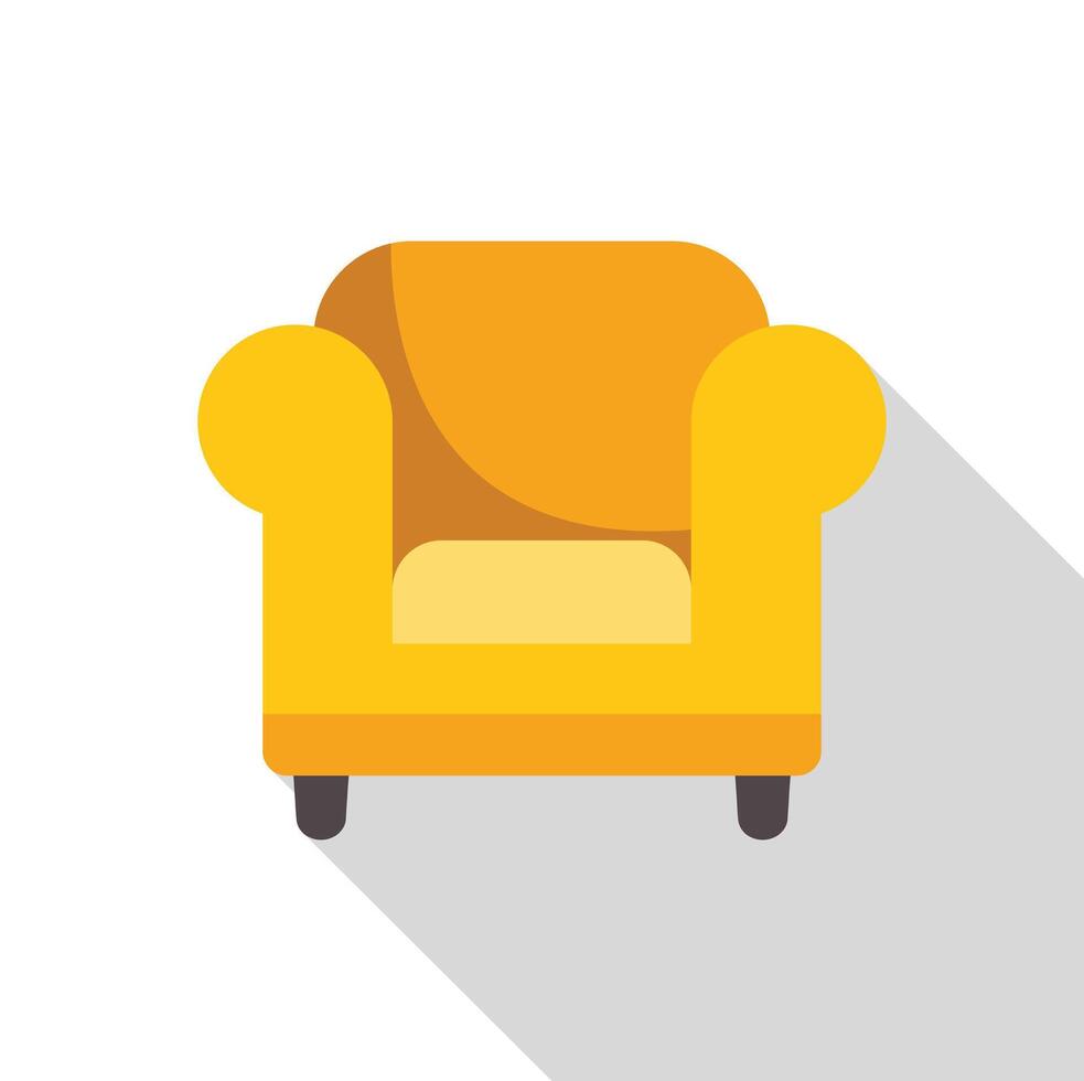 Yellow armchair casting shadow isolated on white background vector