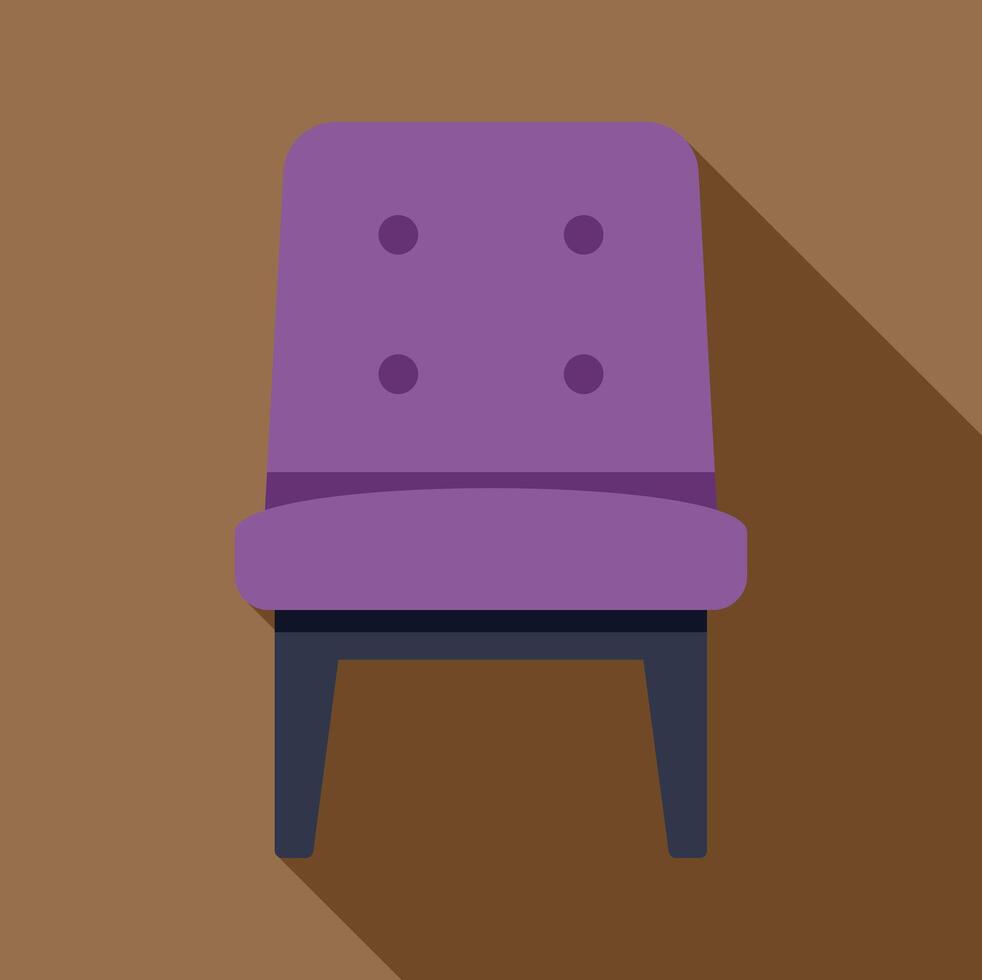 Purple upholstered chair casting long shadow on brown background vector