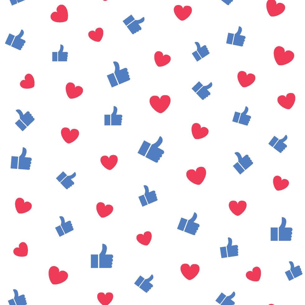 seamless pattern of irregular collection of like icons and heart icons vector