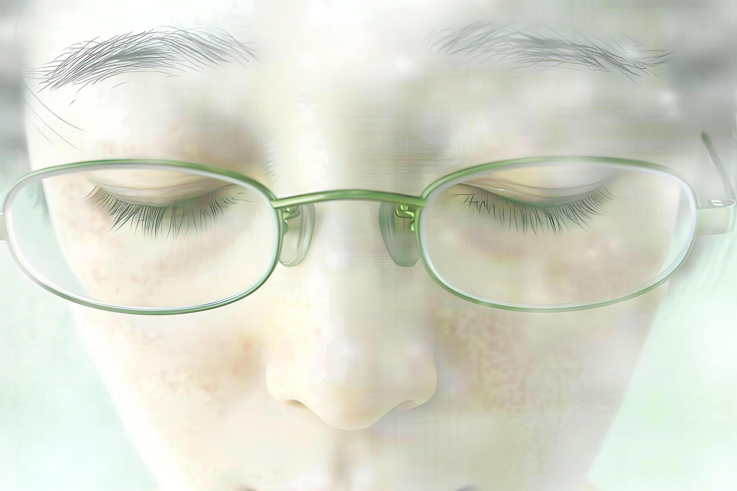 a woman with glasses and a green shirt photo