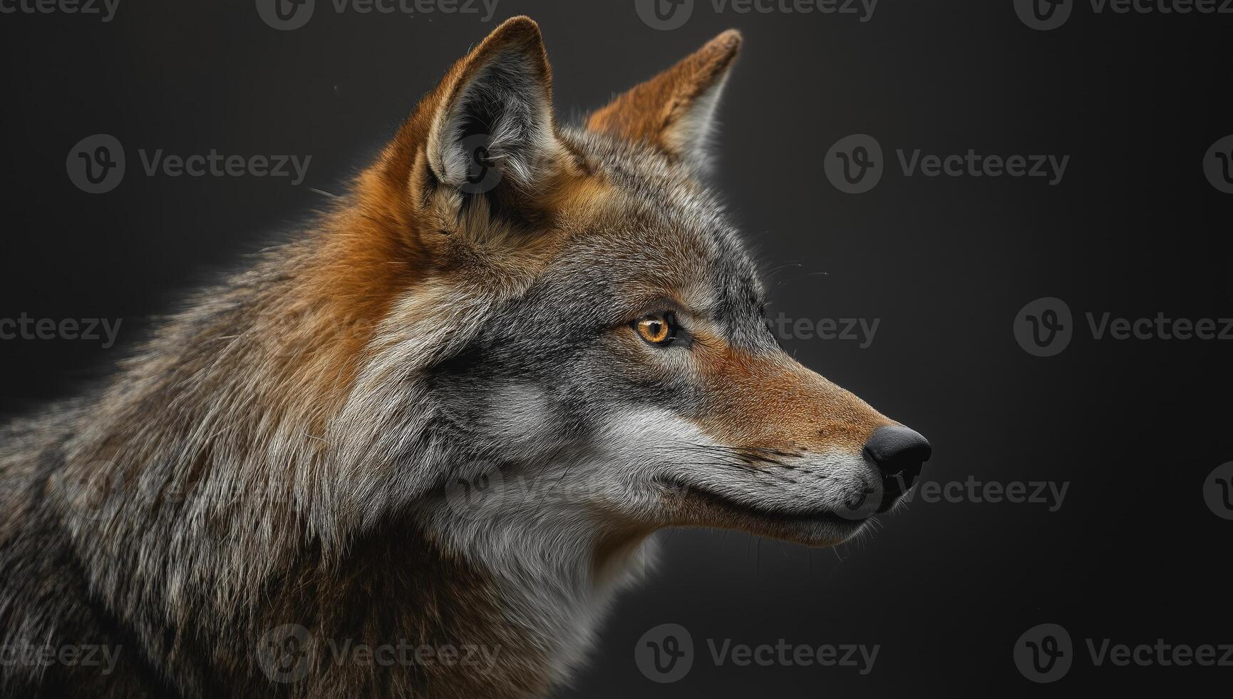 A wolf is looking to the side photo