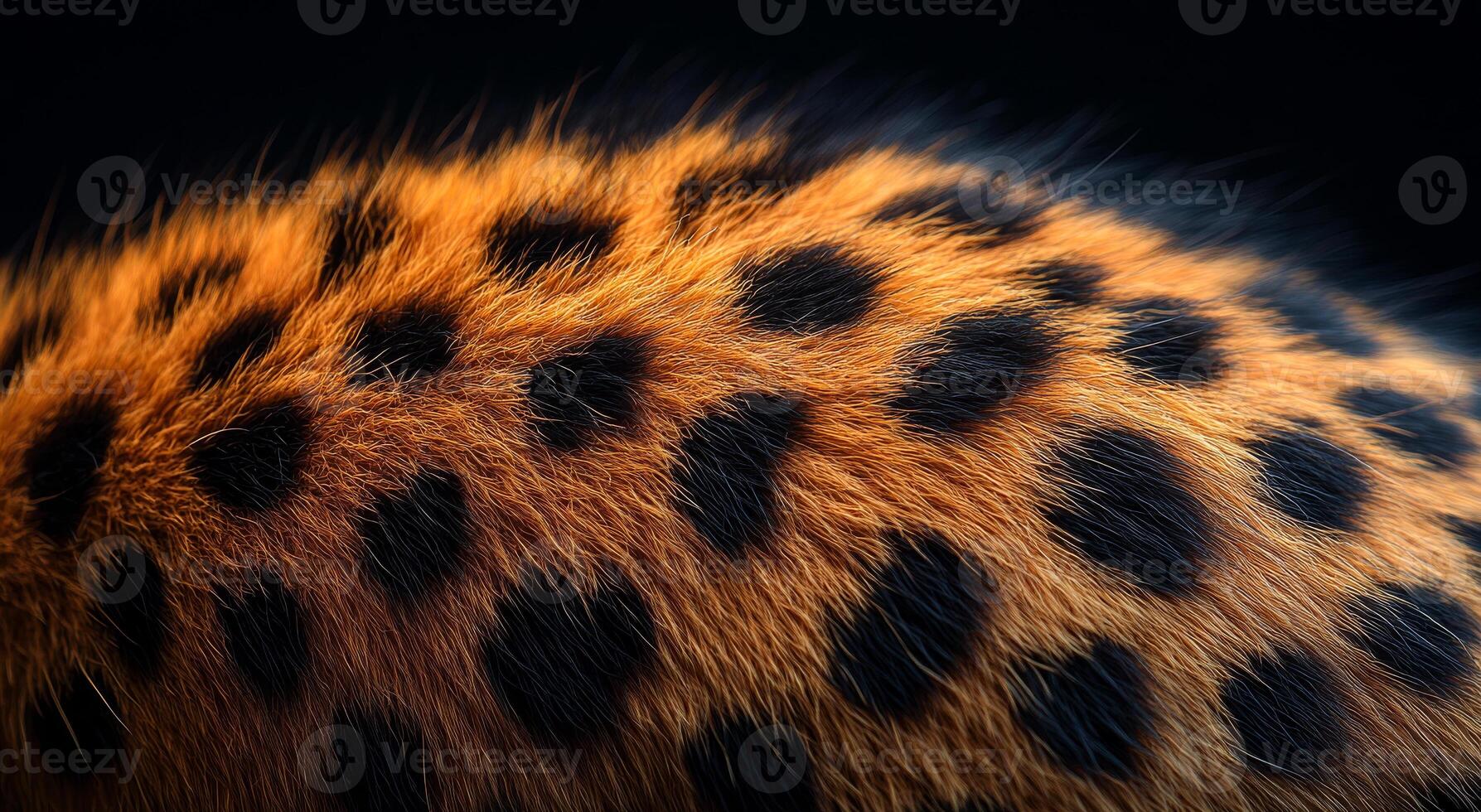 A close up of a spotted animal's fur. The fur is brown and black with many small black dots photo
