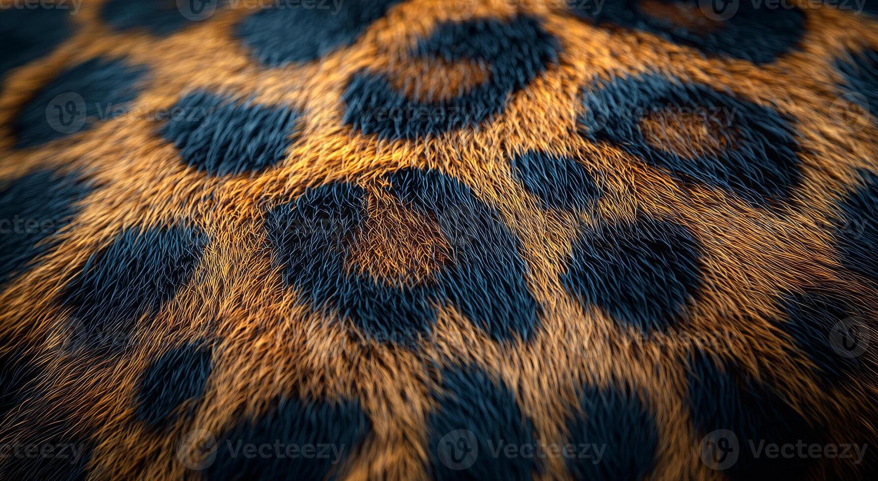 A close up of a brown and black spotted animal fur. The fur is very detailed and has a lot of texture photo