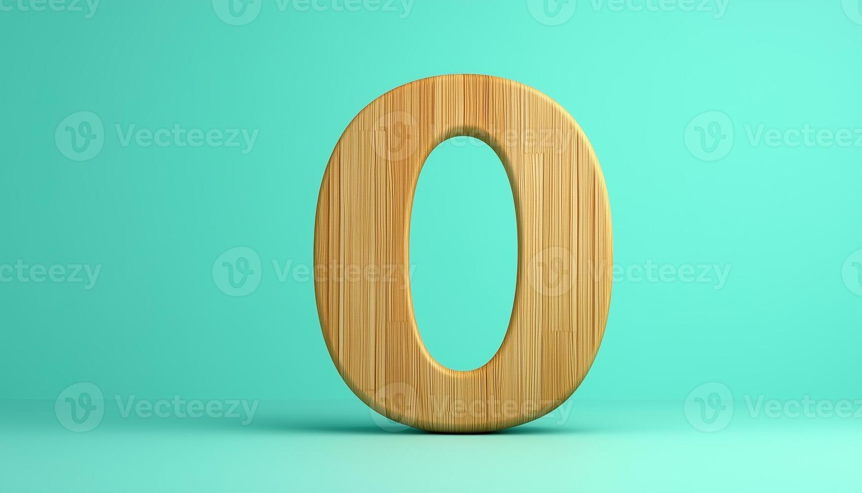 Shape number 0 made from pieces wooden textured in pastel background photo