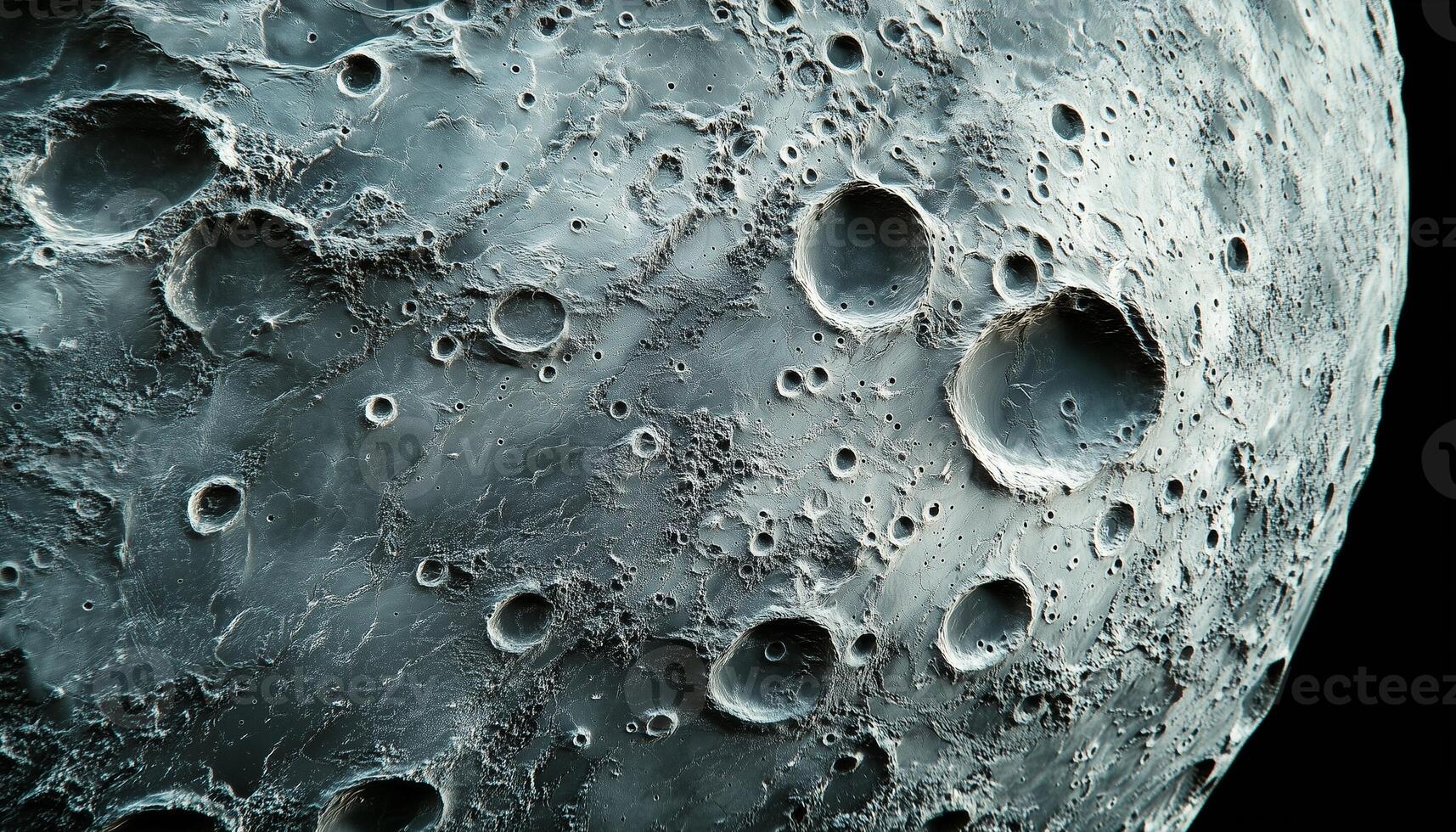 Moon satellite planet closeup macro extreme photo surface detail dark background