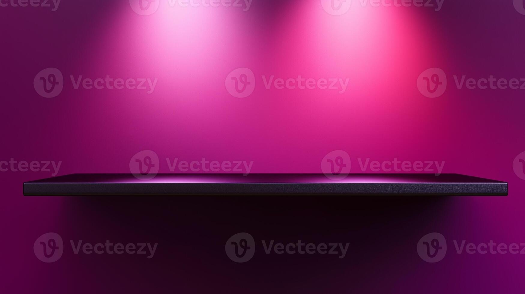 Black steel countertop shelf with spotlight and pink wall for product display promotion photo