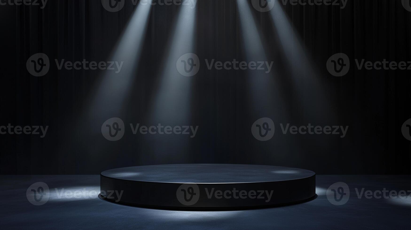 Black elegant stage show case podium with spotlight for branding presentation product photo