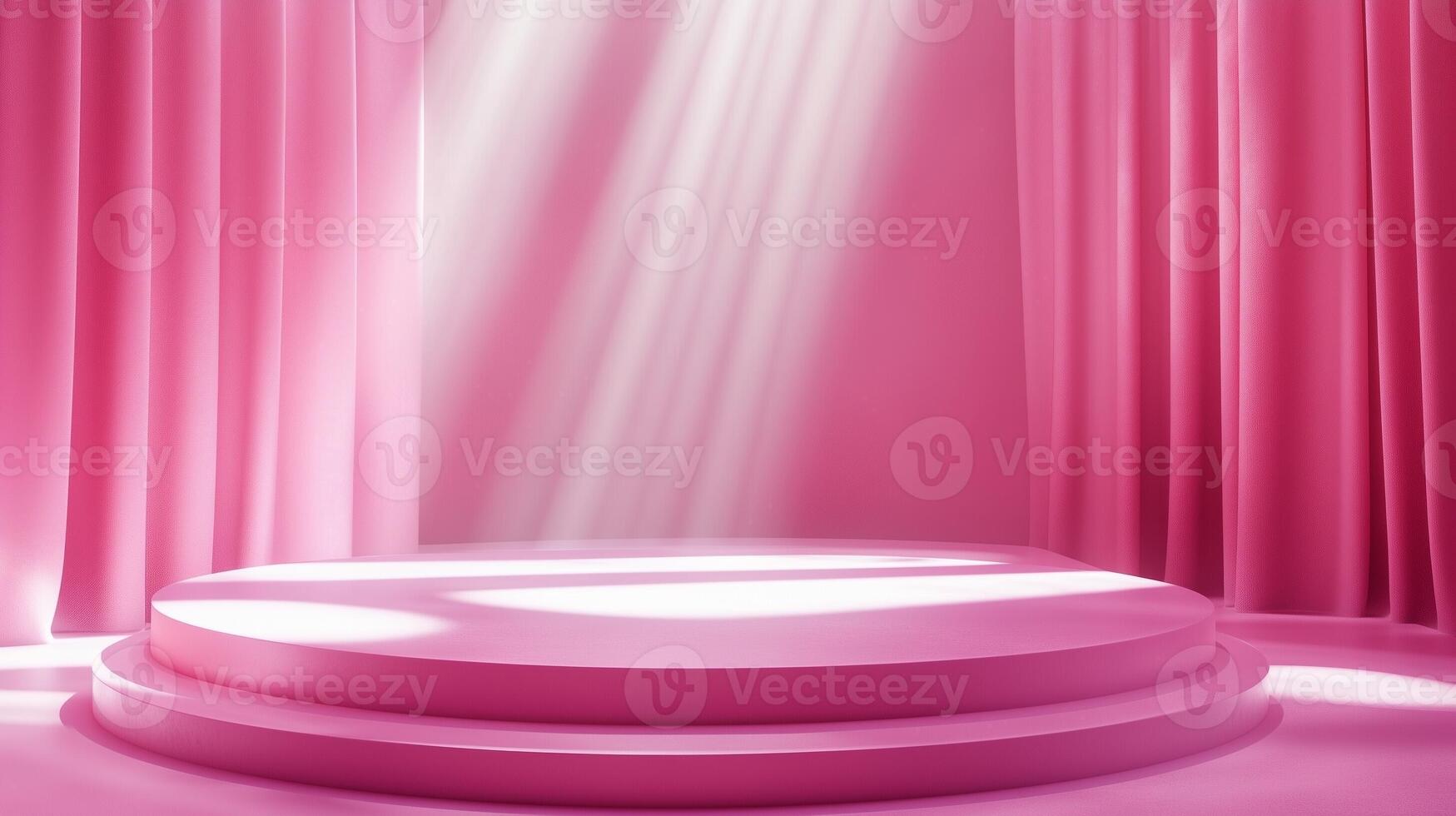 Pink elegant stage show case podium with spotlight for branding presentation product photo