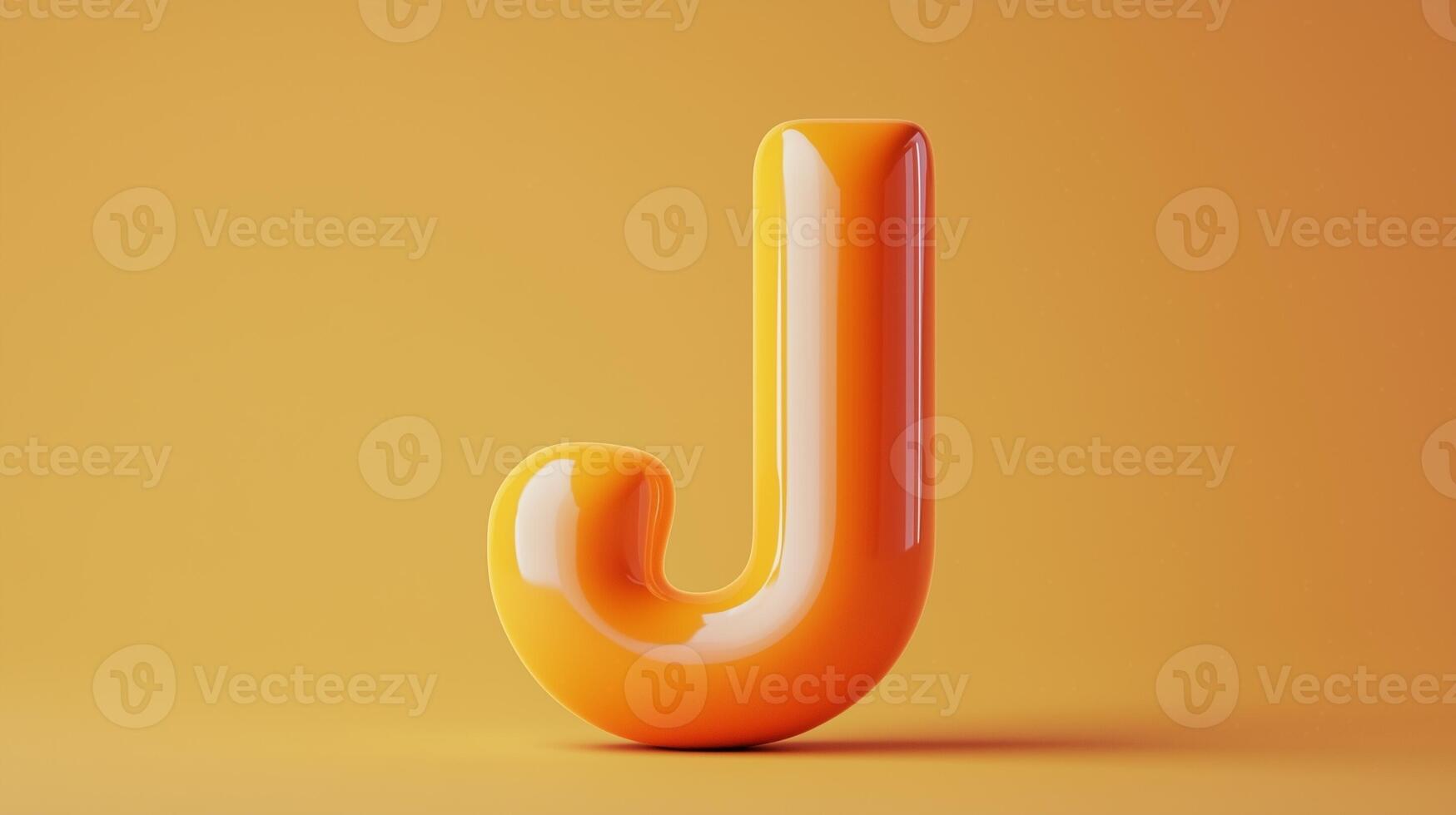 Letter J font orange frame uppercase for children toy learning on solid background photo