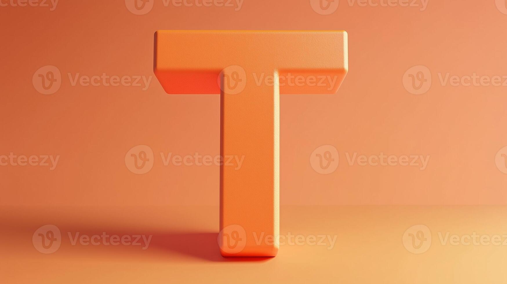 Letter T font orange frame uppercase for children toy learning on solid background photo