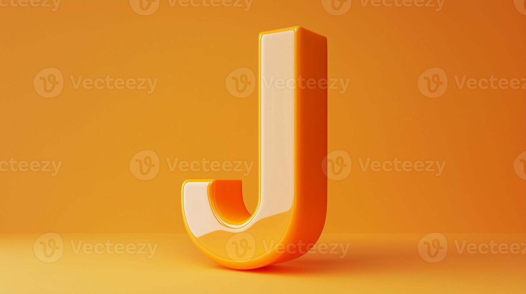 Letter J font orange frame uppercase for children toy learning on solid background photo