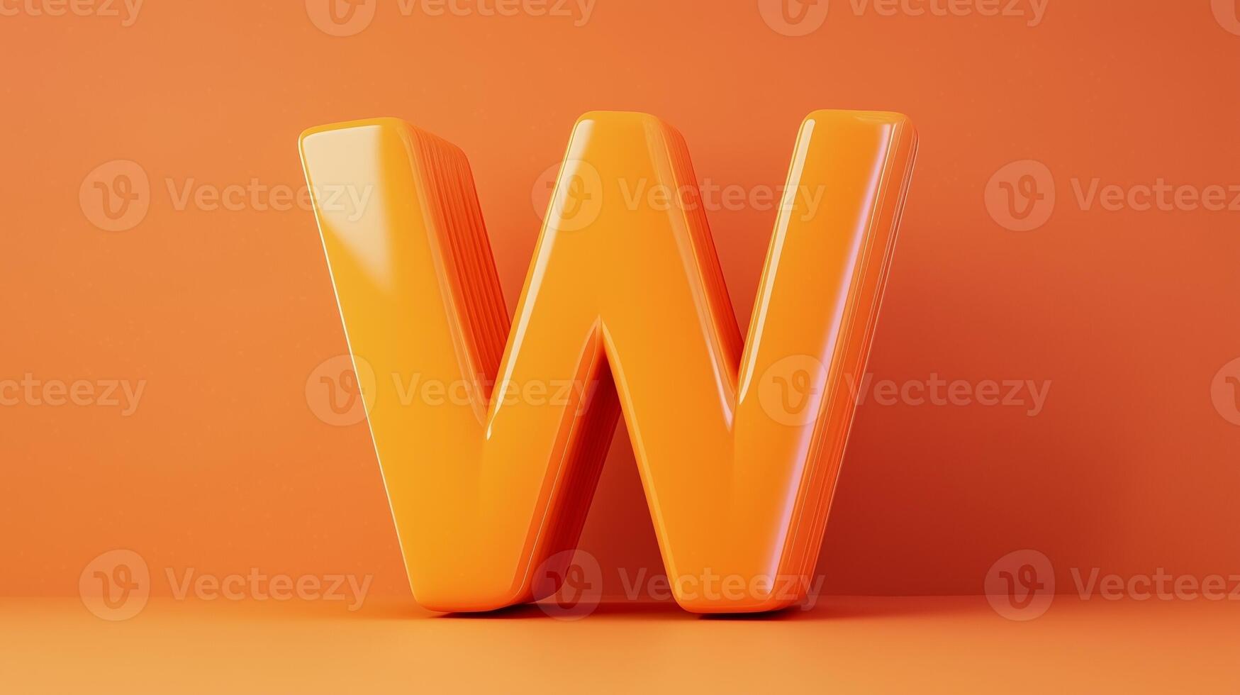 Letter W font orange frame uppercase for children toy learning on solid background photo