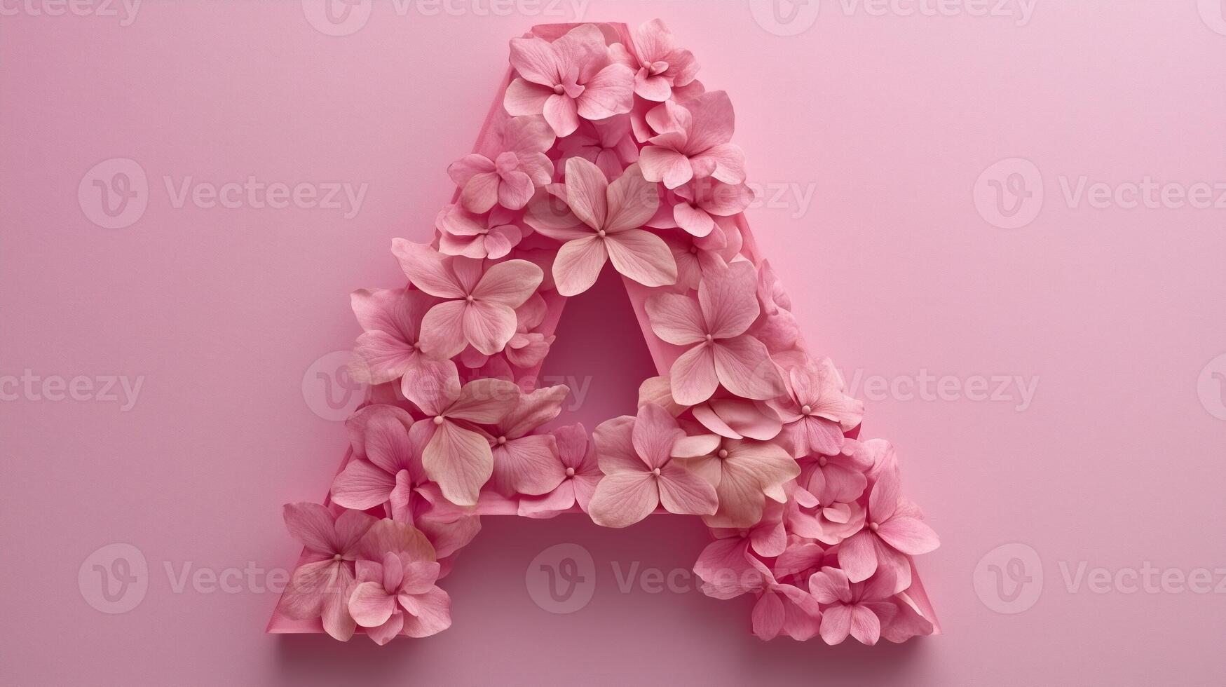 Letter A font flower frame uppercase for children toy learning with game play on solid background photo