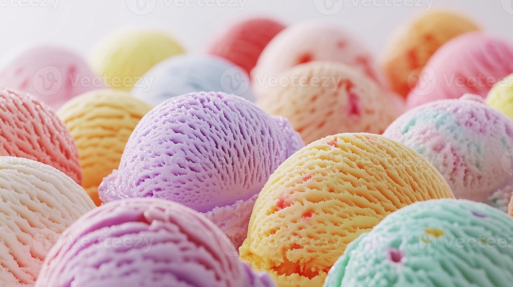 Assorted ice cream scoop colorful fruity flavor pattern photo