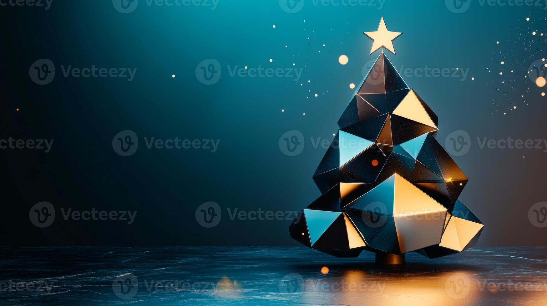 Abstract Geometric Christmas Tree with Golden Star photo