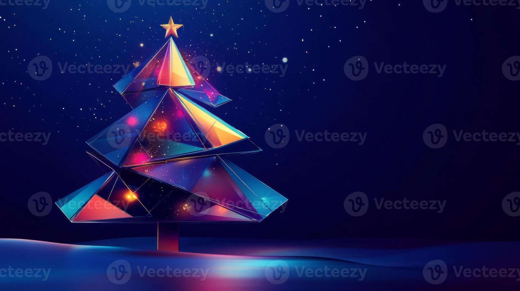 Abstract Geometric Christmas Tree with Star and Ornaments photo