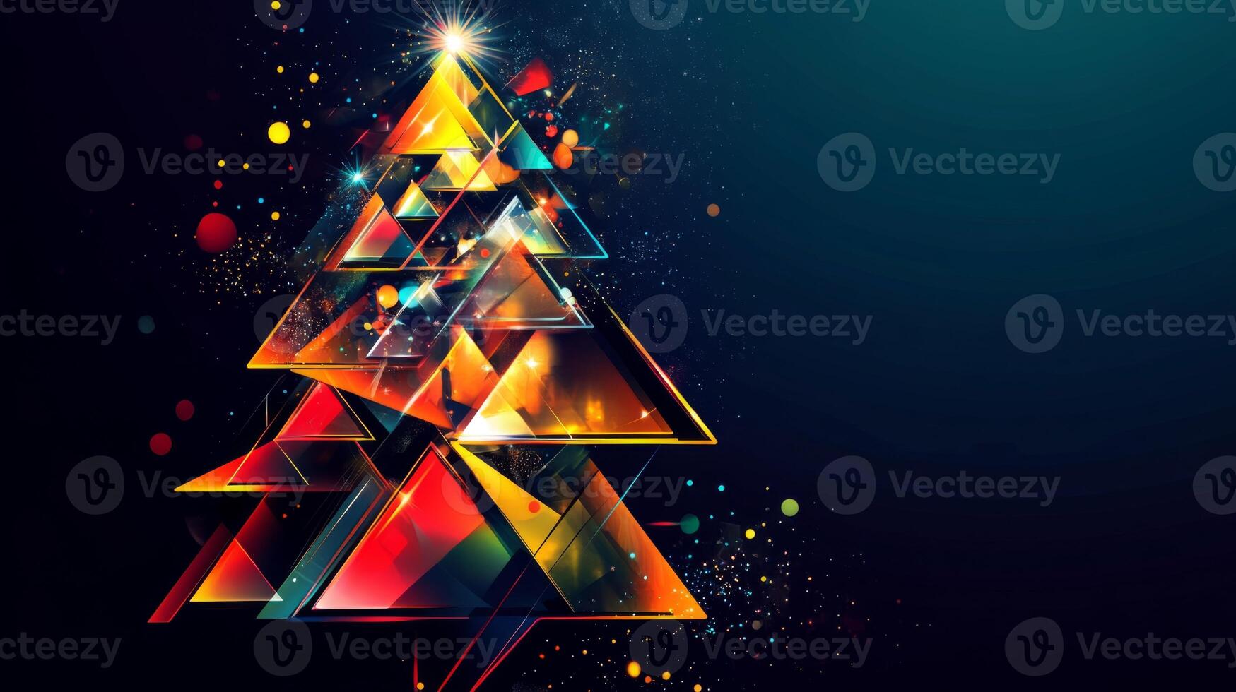 Abstract Christmas Tree with Geometric Shapes and Lights photo