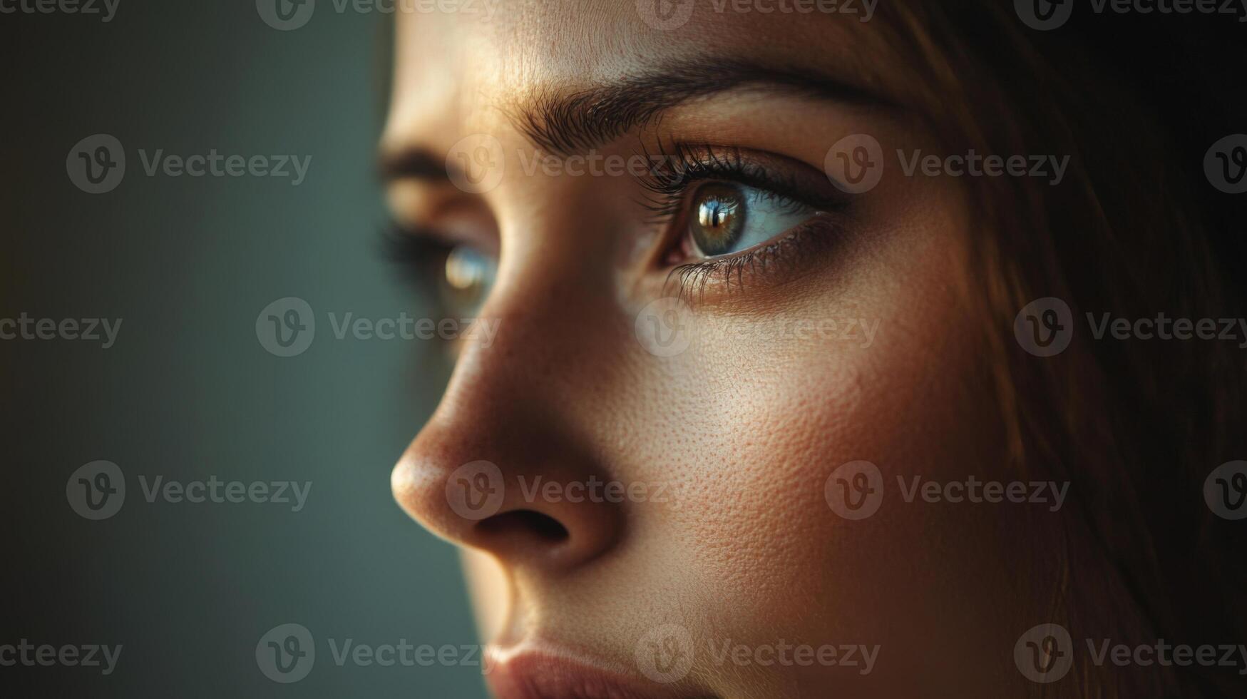 Close-up of a Woman's Eye and Nose, Looking Off-Camera photo