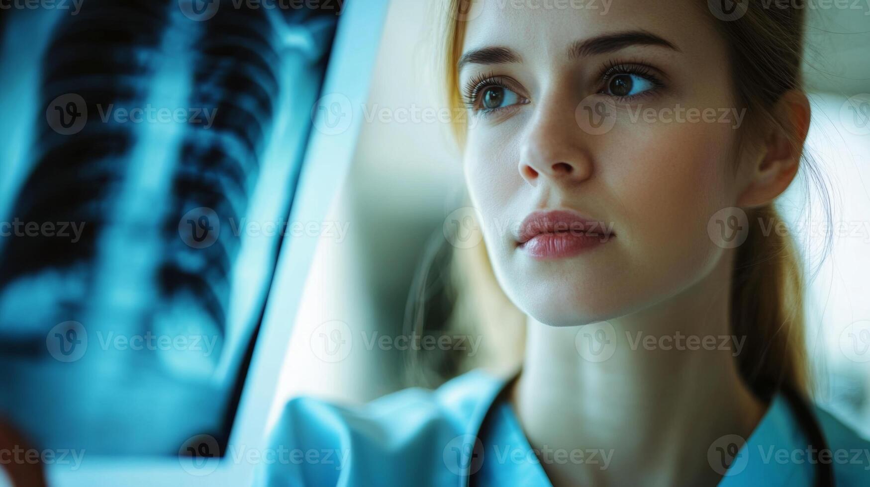 Female Doctor Examining an X-Ray Film photo