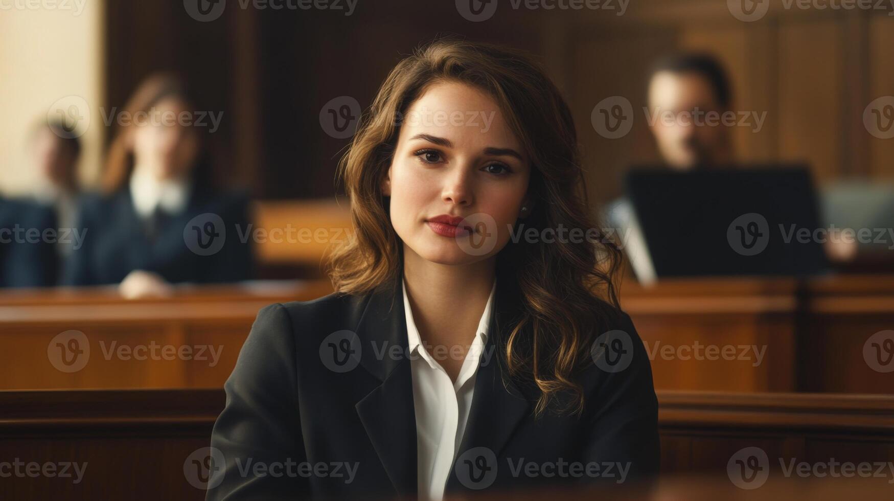 A Young Woman in a Black Blazer, Looking Directly at the Camera photo