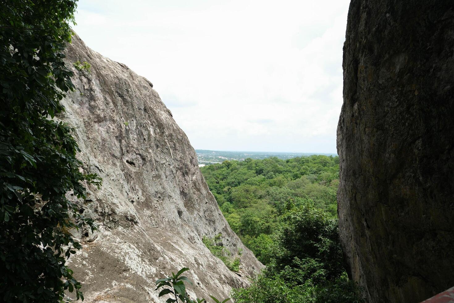 Natural view on the cliff at Wat Phra Phutta Chai, Saraburi province. photo