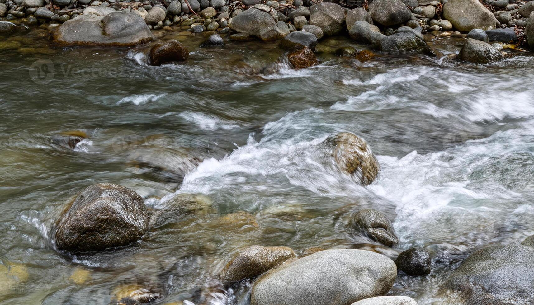 Beautiful Flowing River in Mountainous Landscape photo