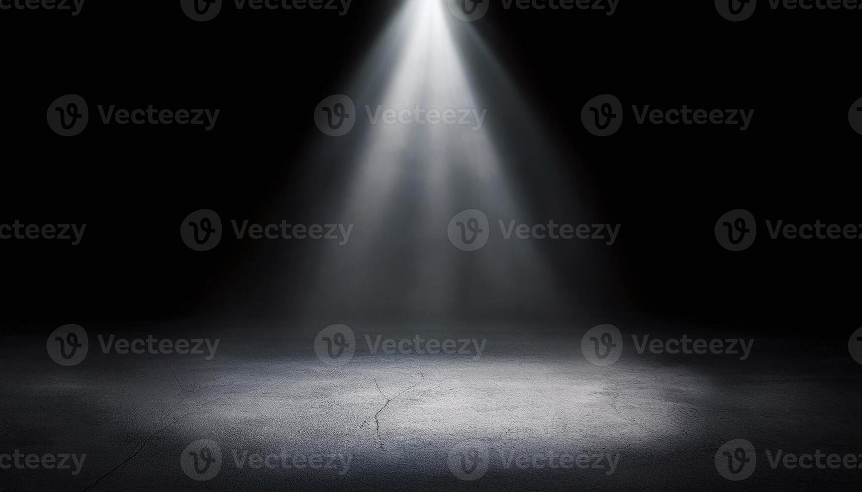 Dramatic Dark Scene with Single Spotlight Illuminating the Center photo