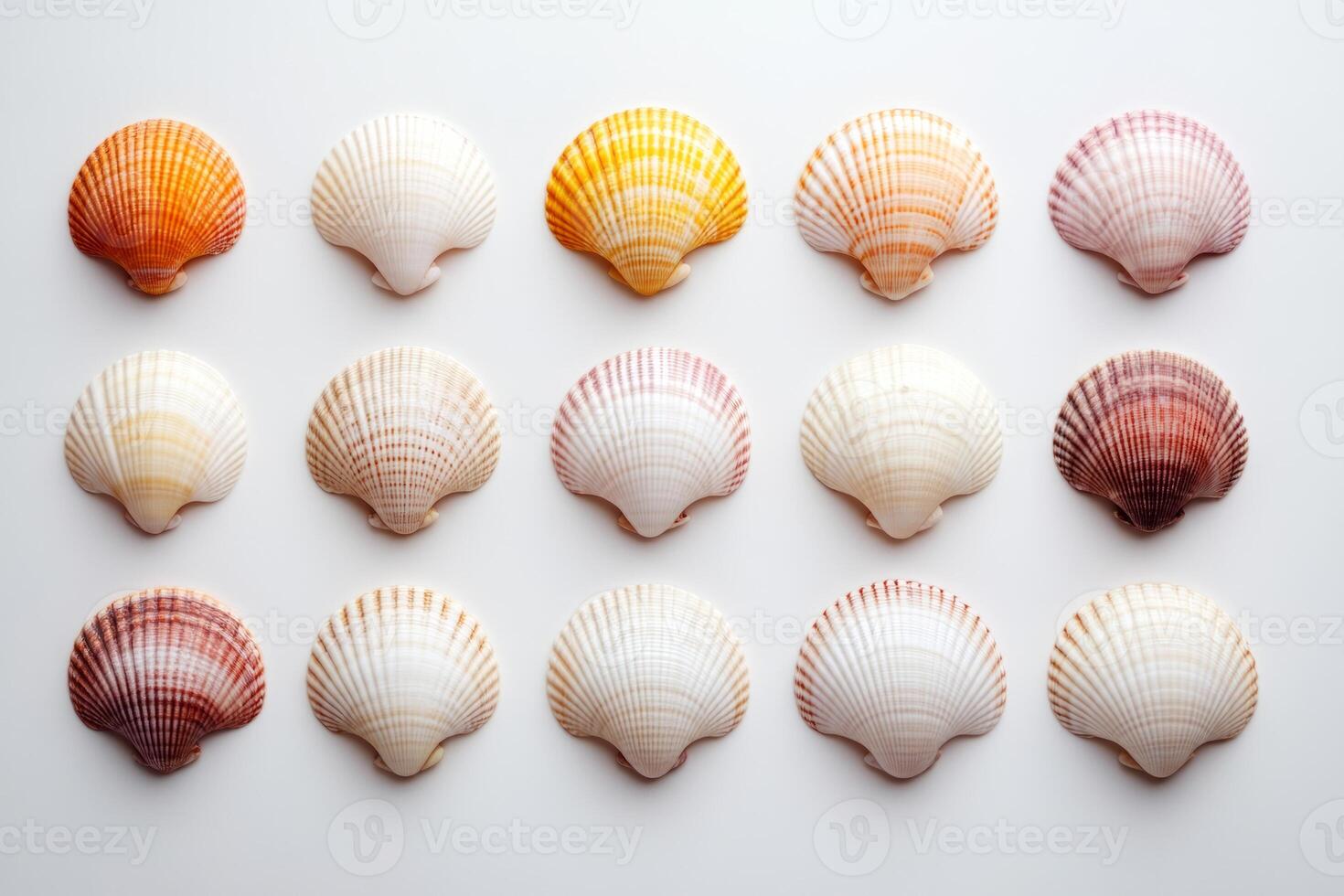 Collection of seashells in varying colors and textures photo