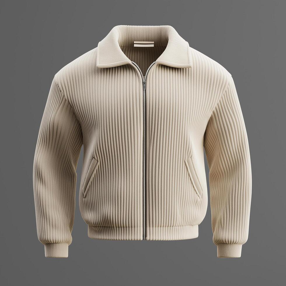A beige sweater with a zipper on the front photo