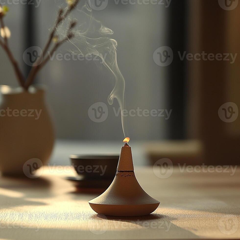A small incense burner sitting on a table photo