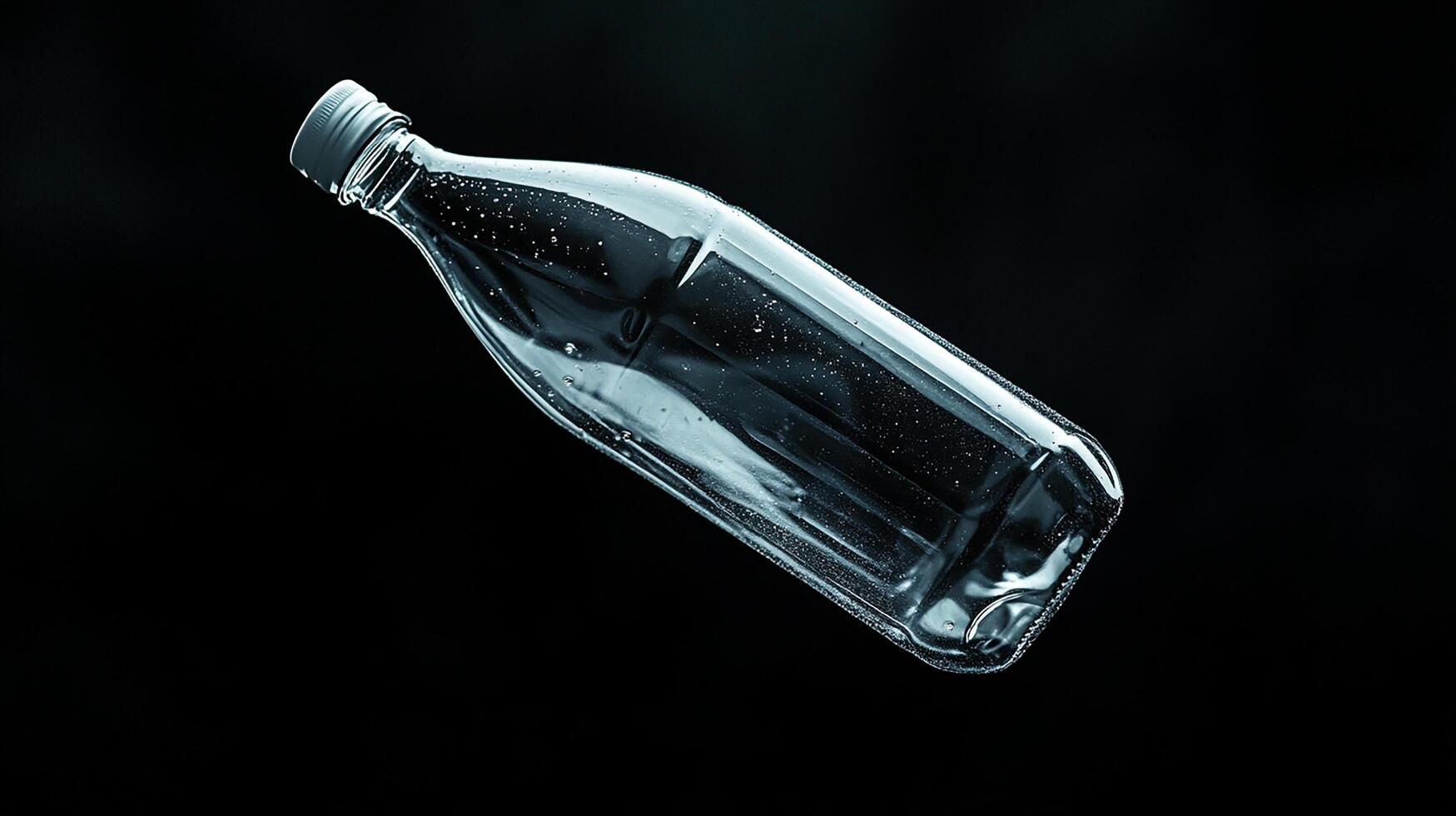 A bottle with water in it is floating in the air photo