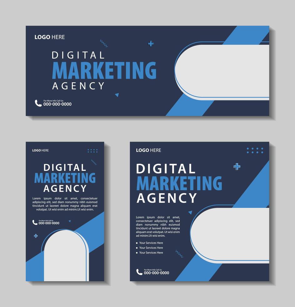Digital marketing agency banner template set vector