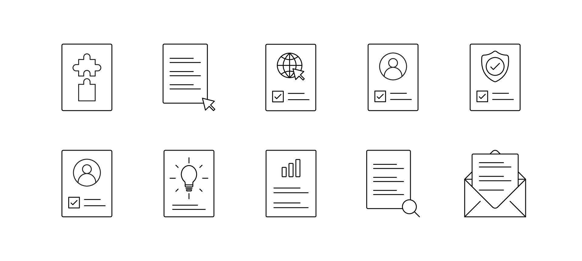 A set of icons that include a person, a book, a paper, and a pencil vector
