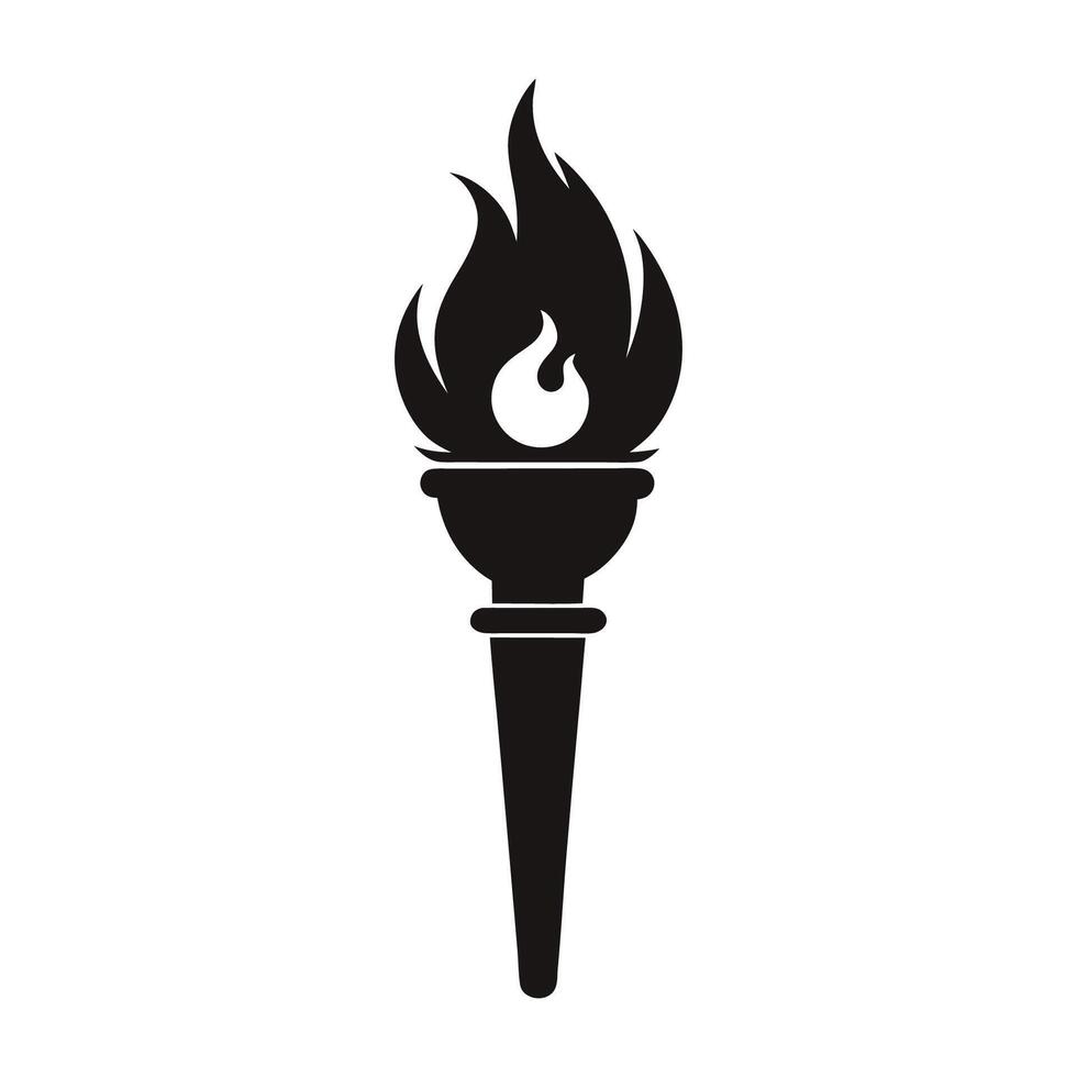 A black and white image of a torch with a flame vector