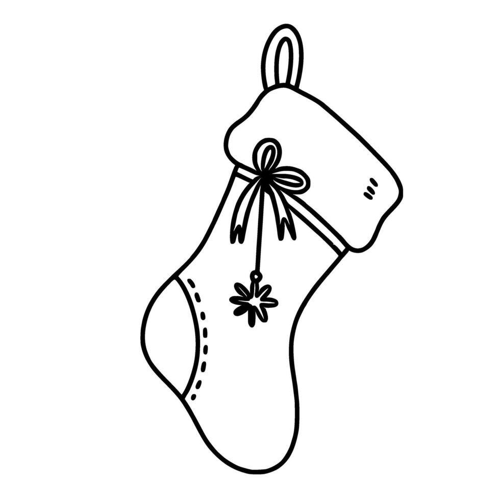 Christmas stocking with bow and ribbon vector