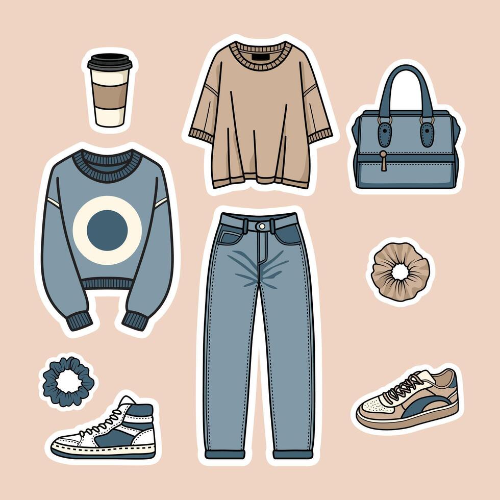 Trendy Casual Stylish Girl Clothing vector