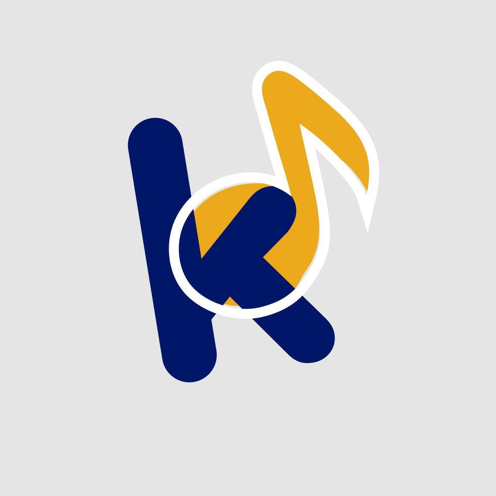music note logo template with letter k vector