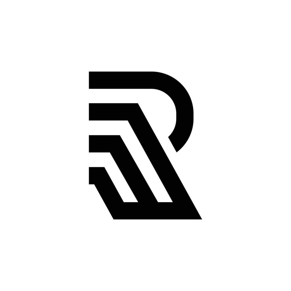 Letter Wp or Wr modern shape typography logo design vector