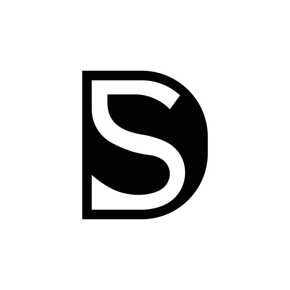 Letter Sd or Ds negative space typography logo vector