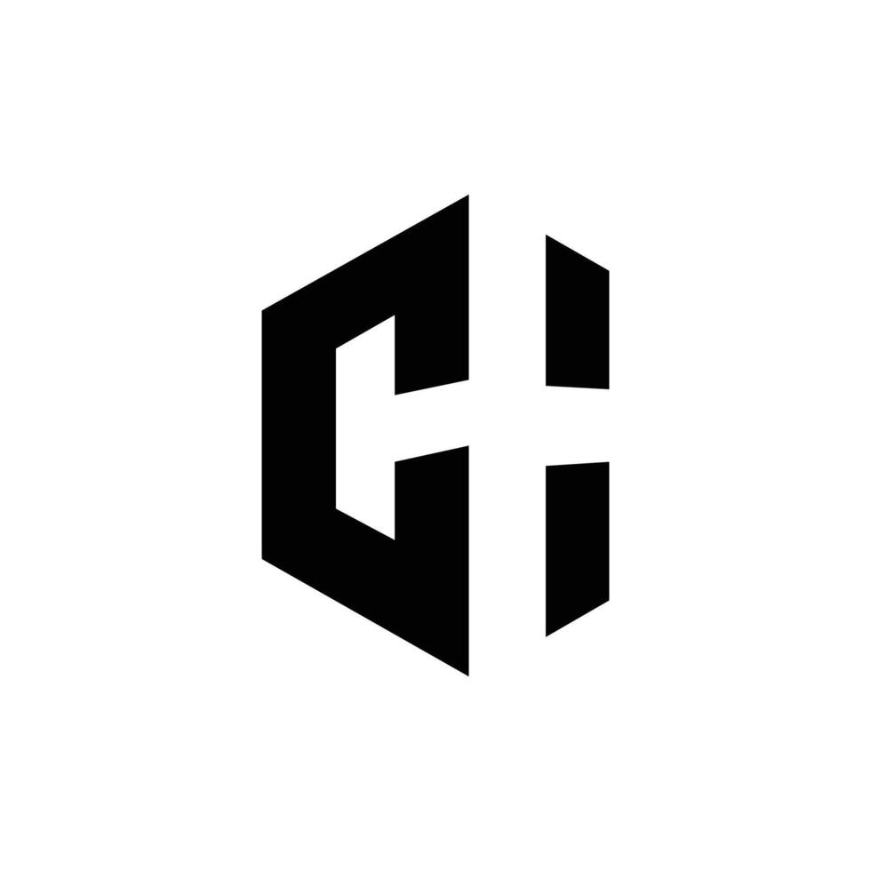 Letter Ch hexagon shape modern negative space logo vector